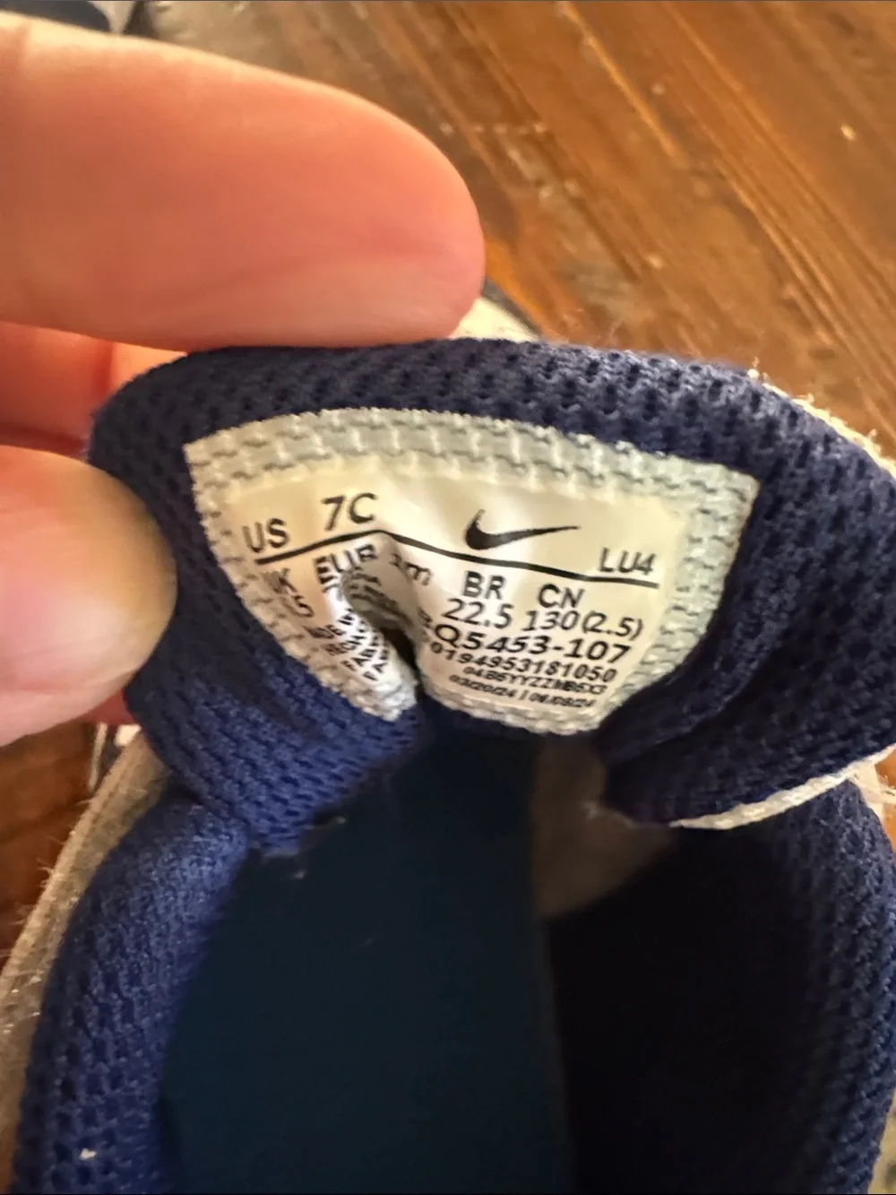 Nike Kids Navy and White Sneakers with Velcro Strap